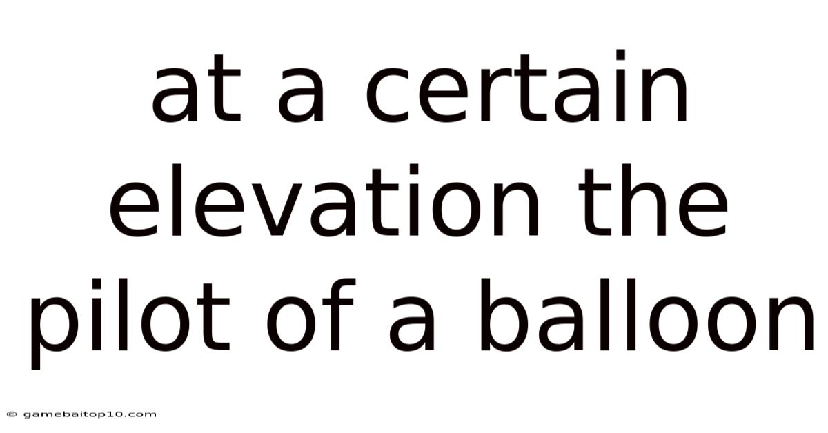 At A Certain Elevation The Pilot Of A Balloon