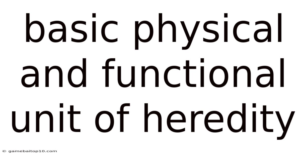 Basic Physical And Functional Unit Of Heredity
