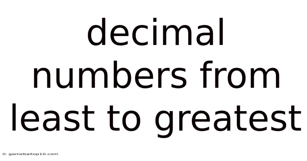 Decimal Numbers From Least To Greatest