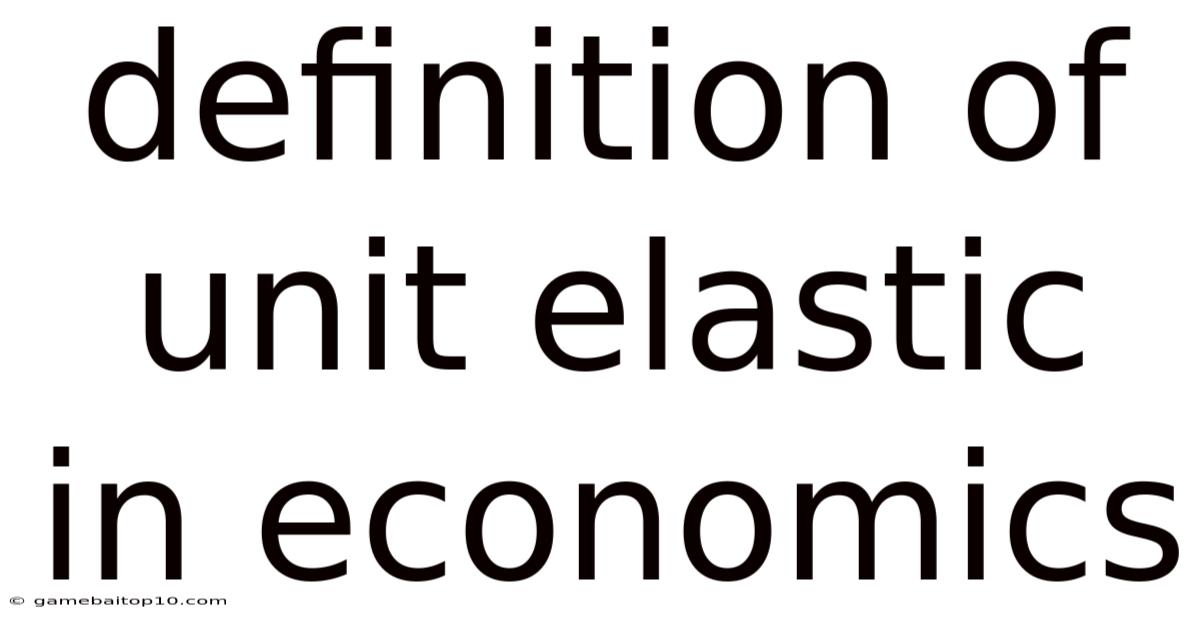 Definition Of Unit Elastic In Economics