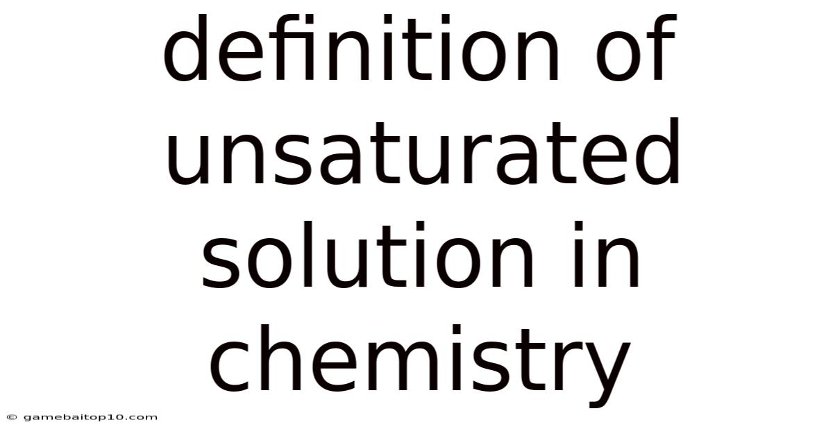 Definition Of Unsaturated Solution In Chemistry