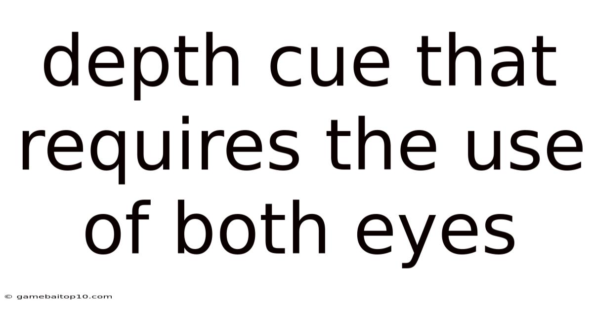 Depth Cue That Requires The Use Of Both Eyes