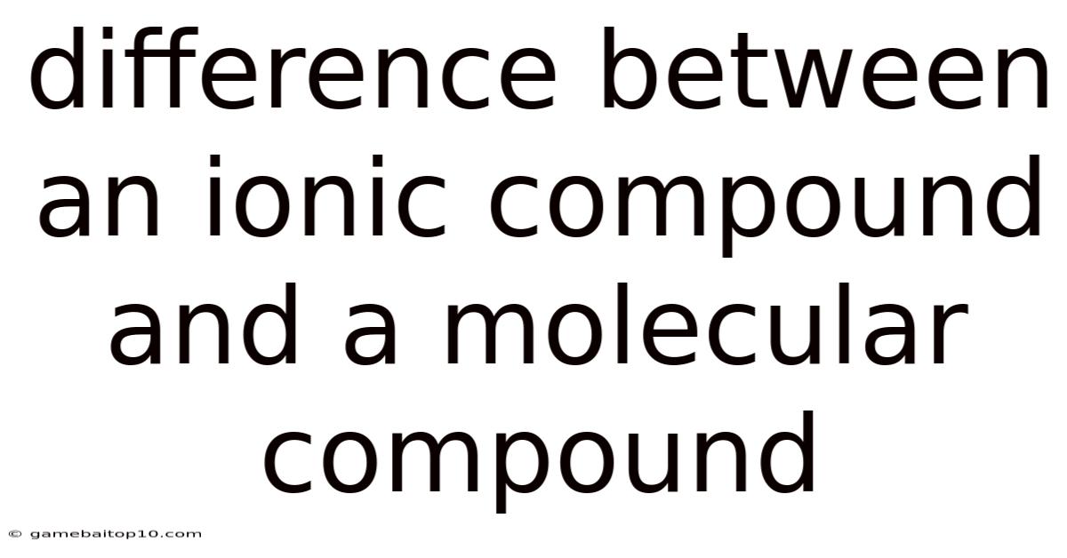 Difference Between An Ionic Compound And A Molecular Compound
