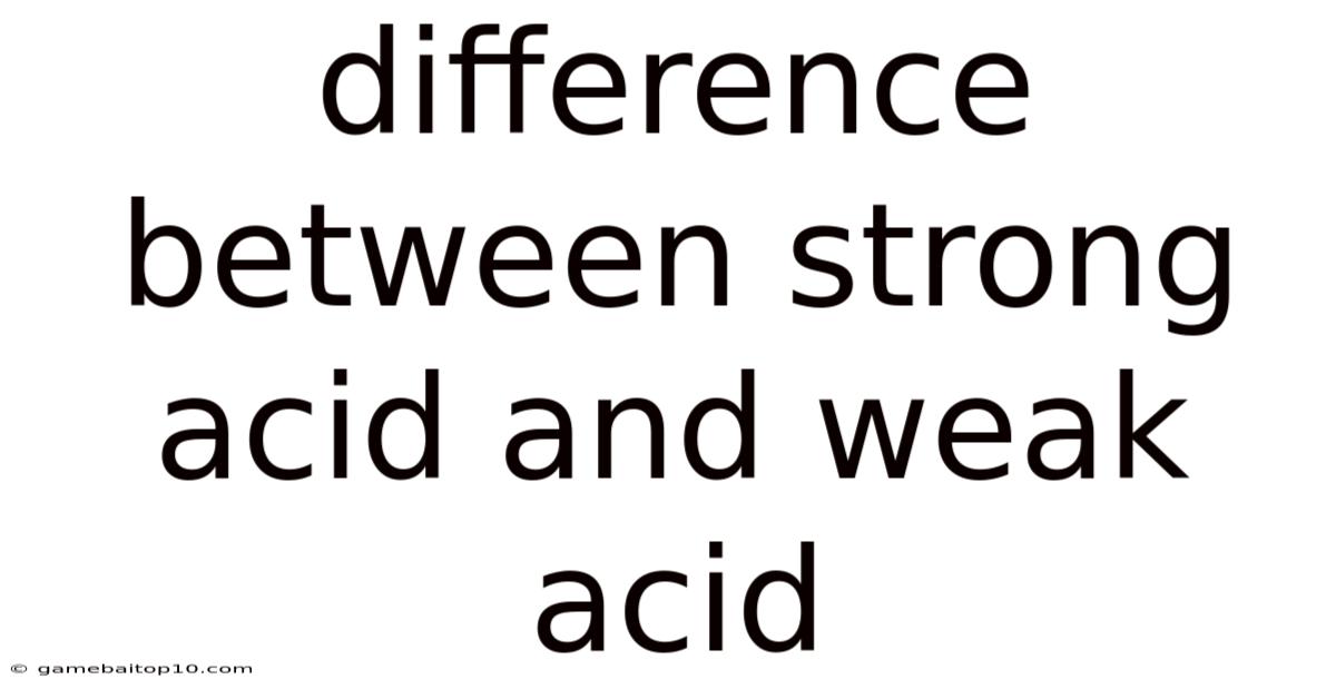 Difference Between Strong Acid And Weak Acid