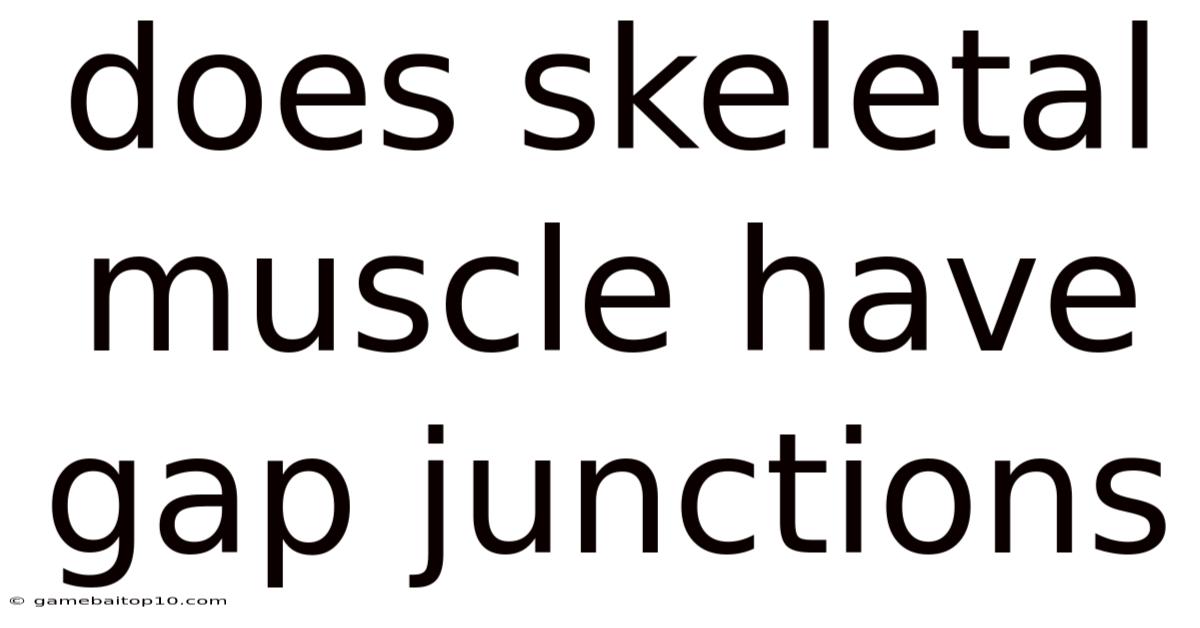 Does Skeletal Muscle Have Gap Junctions