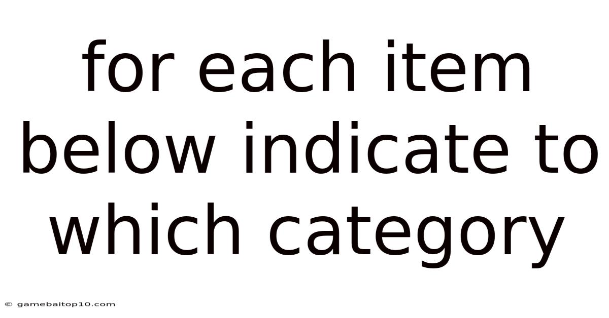 For Each Item Below Indicate To Which Category