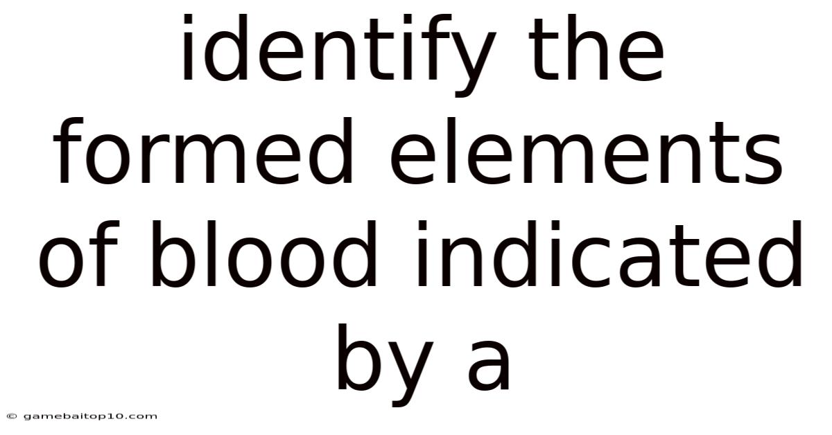 Identify The Formed Elements Of Blood Indicated By A