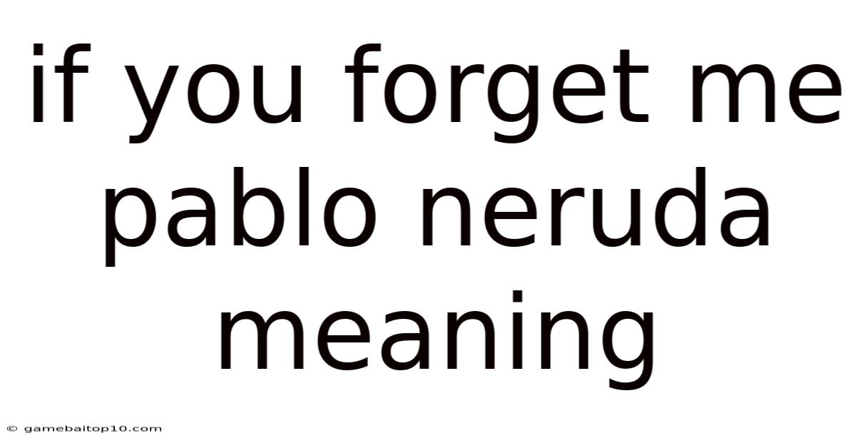 If You Forget Me Pablo Neruda Meaning