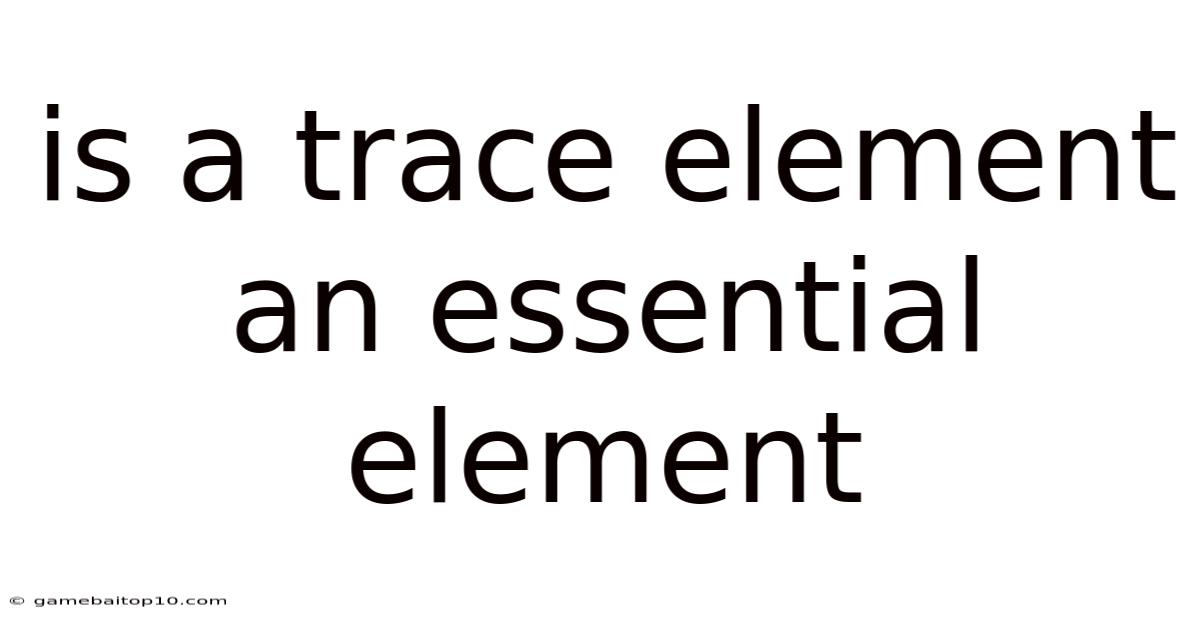 Is A Trace Element An Essential Element
