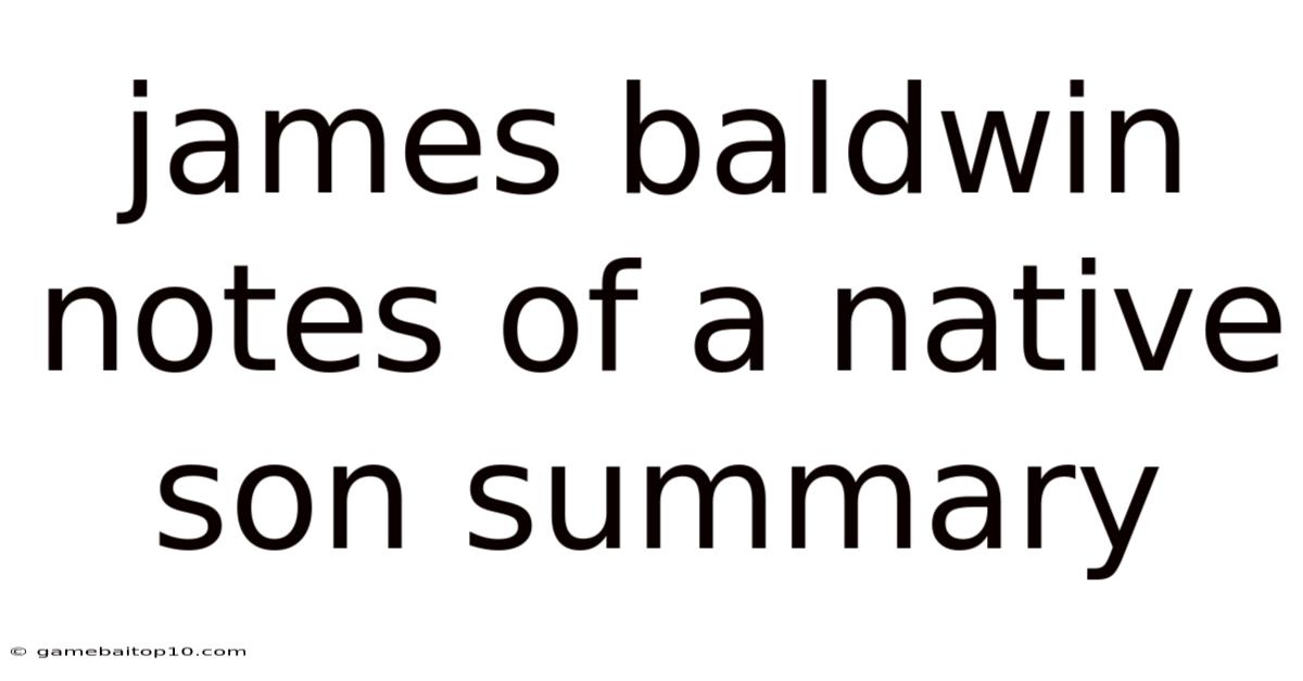 James Baldwin Notes Of A Native Son Summary