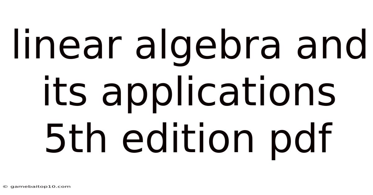 Linear Algebra And Its Applications 5th Edition Pdf