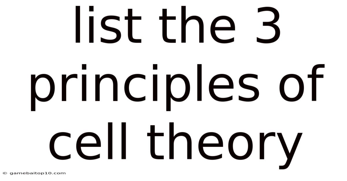 List The 3 Principles Of Cell Theory