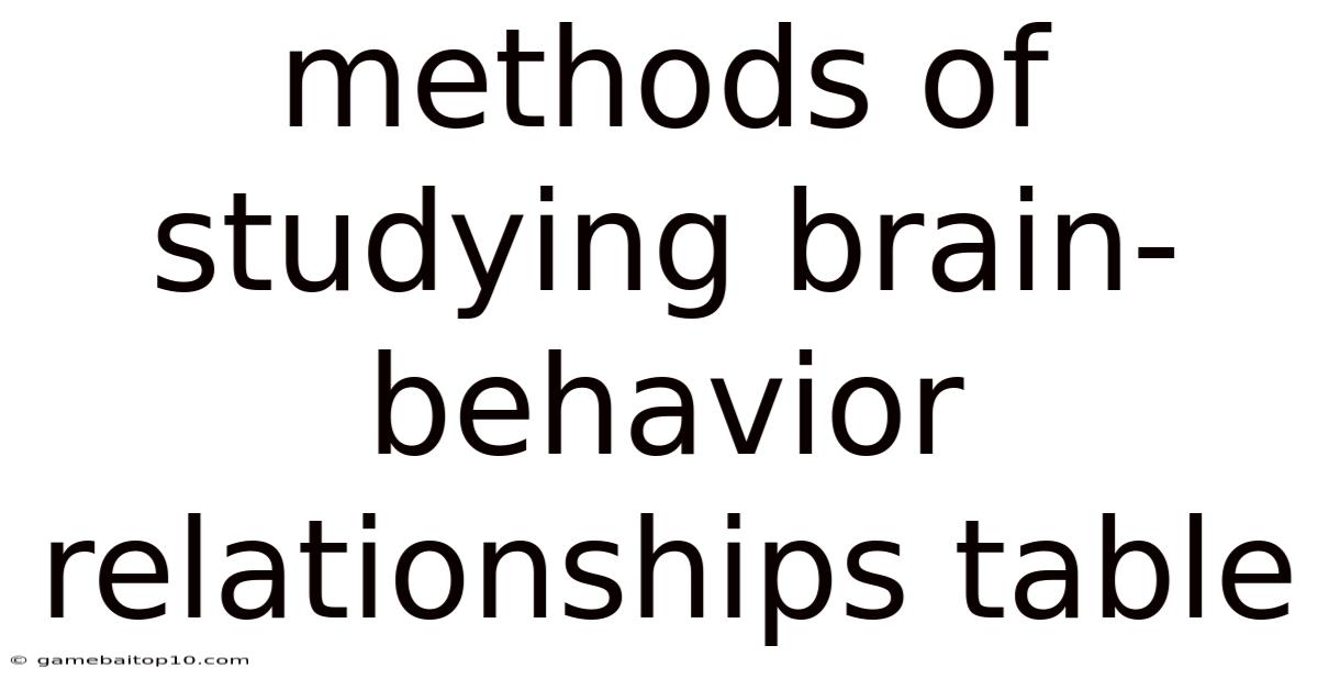 Methods Of Studying Brain-behavior Relationships Table