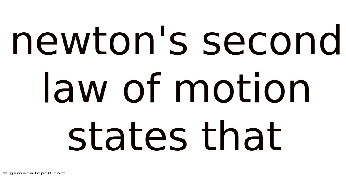 Newton's Second Law Of Motion States That