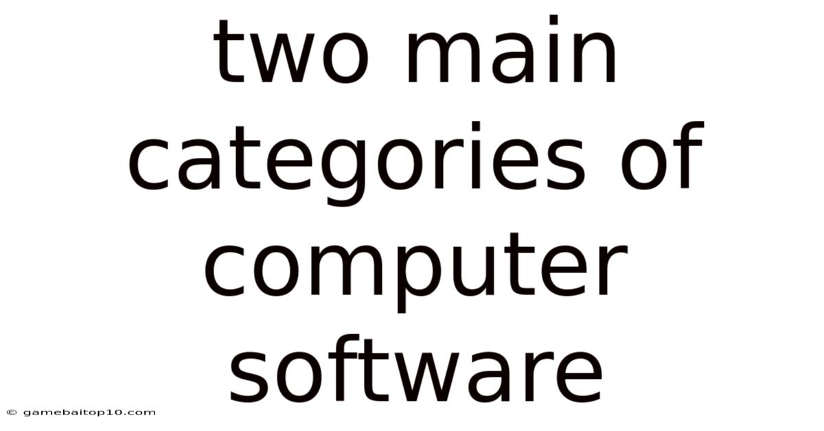 Two Main Categories Of Computer Software