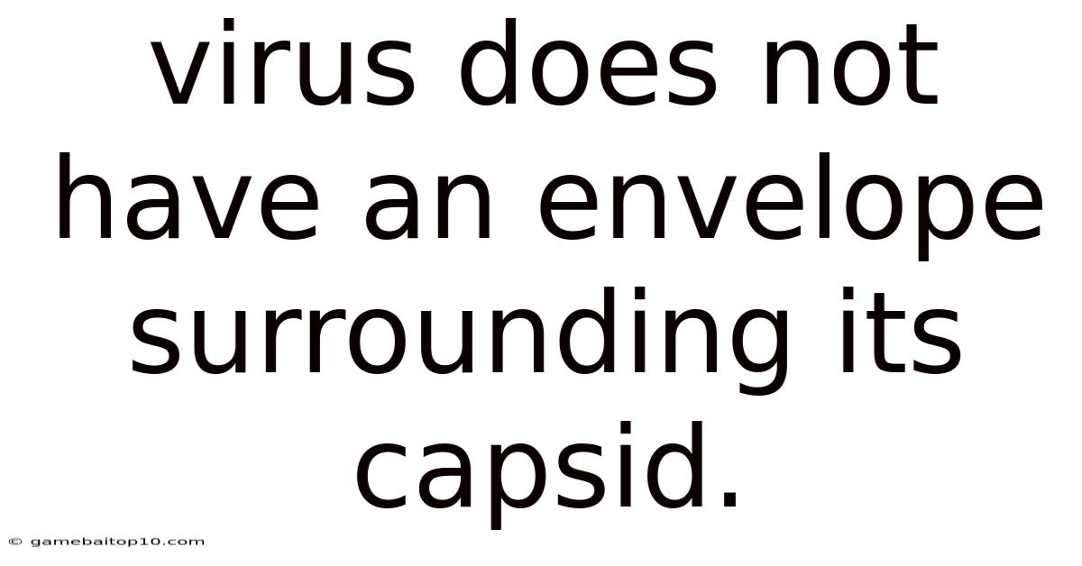Virus Does Not Have An Envelope Surrounding Its Capsid.