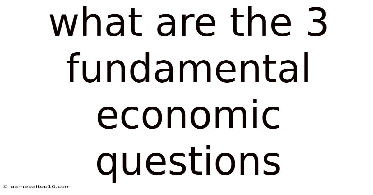 What Are The 3 Fundamental Economic Questions