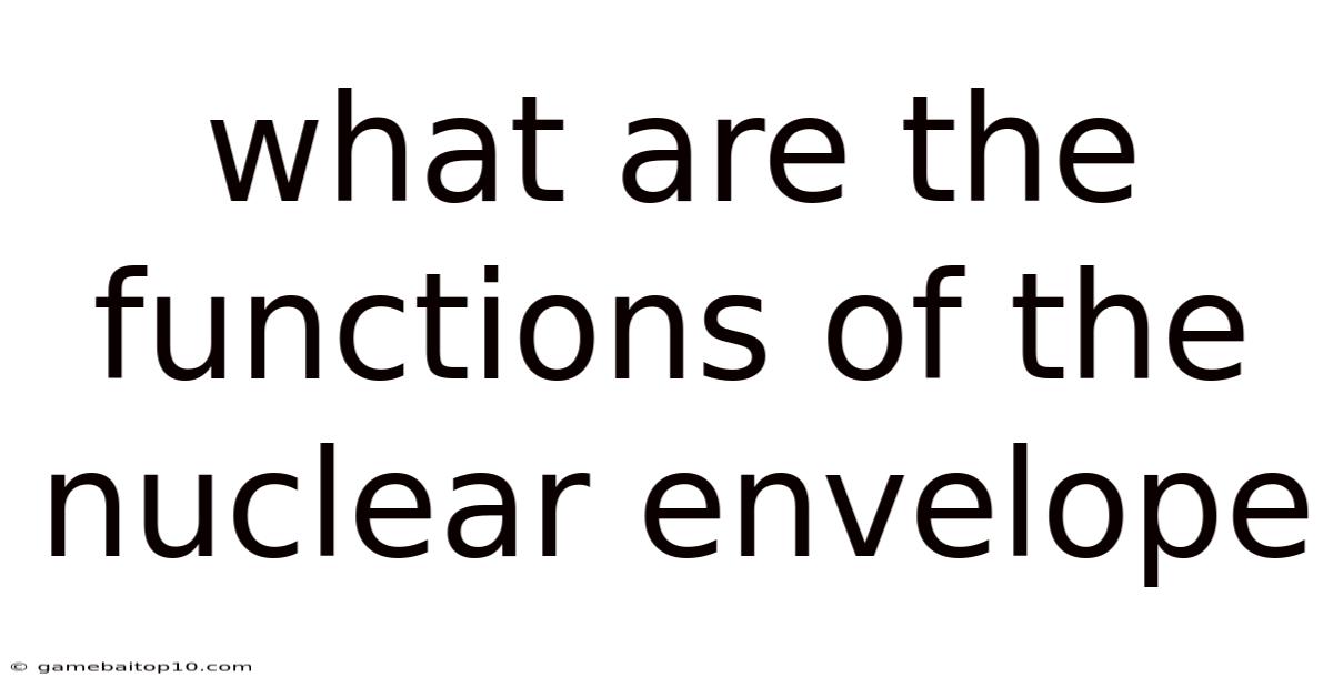 What Are The Functions Of The Nuclear Envelope
