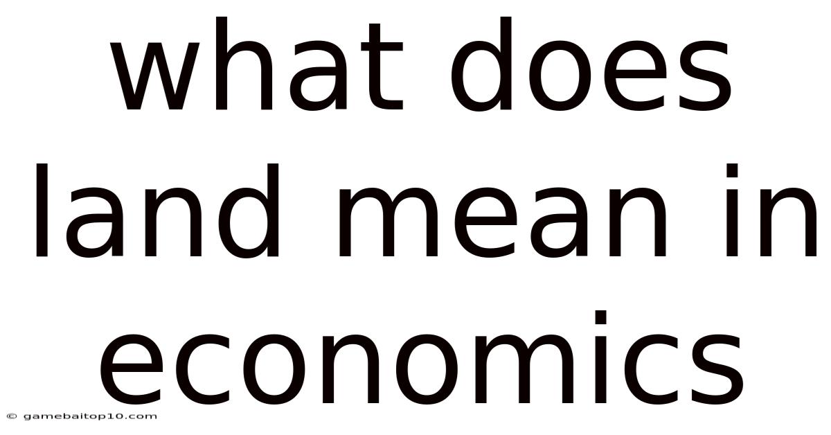 What Does Land Mean In Economics